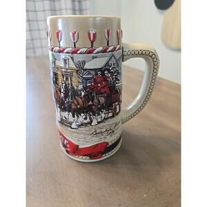 Budweiser 1986 Holiday Christmas Beer Stein Mug Collectors B Series Brazil